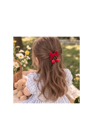 Cherry Bow Kirazlı Çocuk Tokası Kerdeşinize, Kızınıza Verilecek En Güzel Ediye Kırmızı