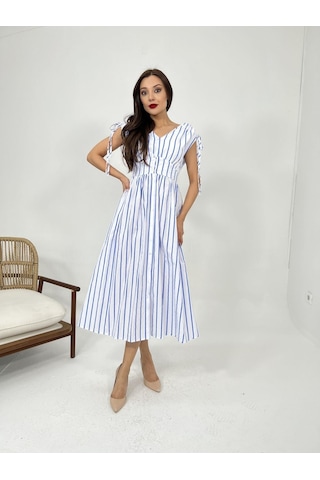 De'charme 5486 Elbise-baltimore Çizgili Altın
