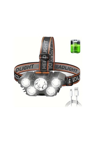 Brightnova 1 Adet Led Headlamp Şarj Edilebilir Güçlü 5 Ledli Taşınabilir Headlight 1 Usb Kampçılık Acil Durum Aydınlatma Balıkçılık Işık Altın