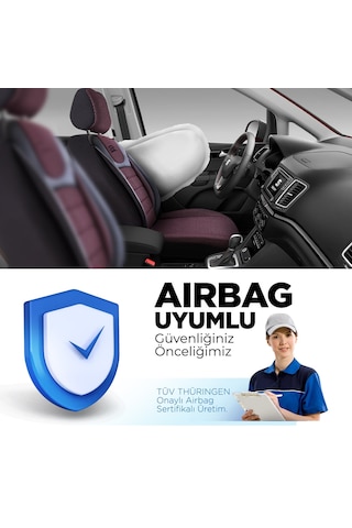 Panda Prestij Serisi Dokuma Kumaş Oto Koltuk Kılıfı Bordo - Siyah