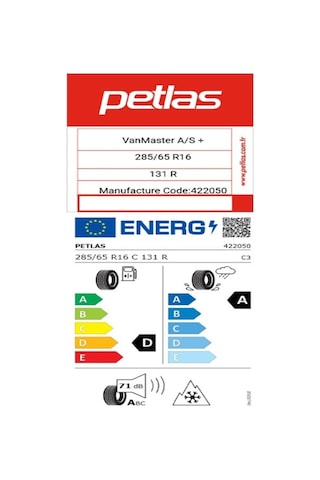Petlas 285/65 R16 C Tl 131R 12Pr Vanmaster A/S + Kamyonet Dört Mevsim Lastiği - 2025