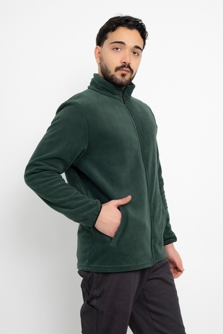 Dasüniforma Unisex Anti-pilling Tüylenme Yapmayan Standart Fit Tam Fermuarlı Soğuk Geçirmez Polar Hırka Yeşil
