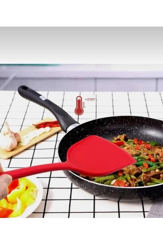 1 Adet Sert Uçlu Ekstra Geniş Ağızlı Silikon Spatula Pembe