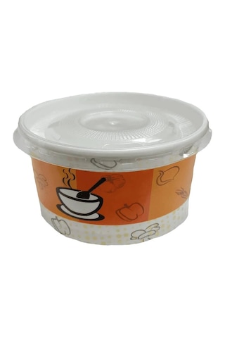 Ambalaj Marketim Termokap Karton Çorba Kasesi 14 Oz Kapaklı 500 Kap + 500 Kapak