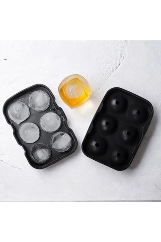 Tahtakale Toptancı Silikon Buz Kalıbı Yuvarlak Küre Buz Kalıbı 6 Lı Çok Renkli