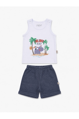 Babyhola Holiday Baskı Erkek Bebek Atlet Şort Yazlık Takım 3521 İndigo