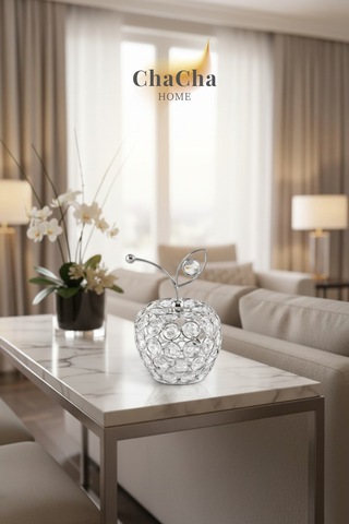 Chacha Home Kristal Taşlı Elma Dekoratif Obje Salon Ve Konsol Aksesuarı
