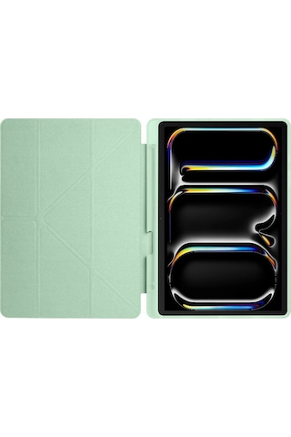 Apple Uyumlu iPad Pro 11 Inç 2024 M4 Kılıf Kalem Şarj Bölmeli Stadlı Uyku Modlu Arkası Silikon Akıllı Case Kılıf