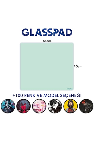 Glasspad Cam Mouse Pad - Premium Temperli Cam - 45x40 Cm Medium Mint