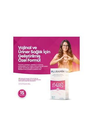 Floramin Turna Yemişi D-mannoz Prebiyotik Ve Probiyotik İçeren Takviye Edici Gıda