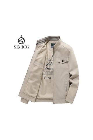 Sımıcg Sonbahar Erkek Ceket Büyük Beden Pamuklu Ceket Bej