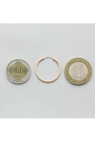 Pembe Altın Halka Küpe Rose Gold - Çapı: 2.20cm Pembe Altın