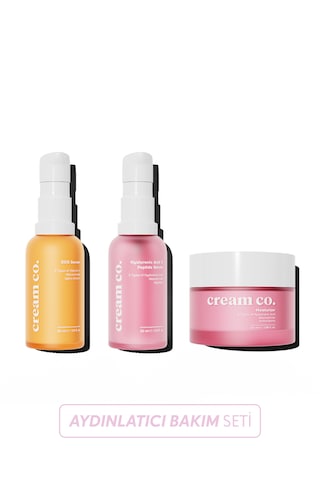 Cream Co. Leke Karşıtı Nemlendirici Krem 50 ML + Hyaluronic Acid & Peptide Serum 30 ML + Sos Serum 30 ML 