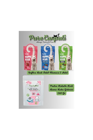Purecanpati Kedi Kumu Koku Giderici Pudra Kokulu + 3 Çeşit Kedi Ödülü
