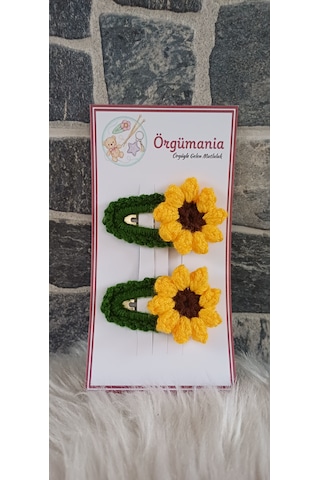 Ayçiçeği Çıtçıtlı Toka - Örgü Toka Sarı - Yeşil