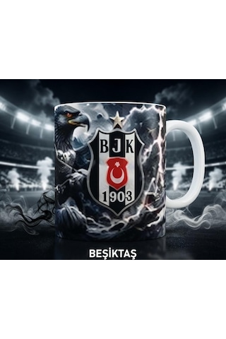 Beşik Taş Kara Kartal Kupa Bardak Siyah Beyaz Taraftar Kupası