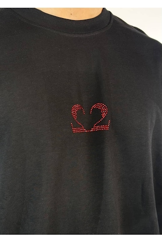 Zaee 2m Motive Taşlı Oversize T-shirt Kırmızı