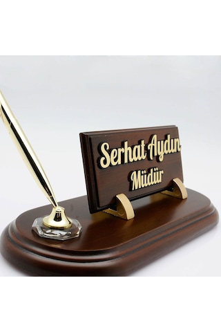 Tek Kalemli Ahşap Kabartma Masa İsimliği Ahşap Masa İsimlik