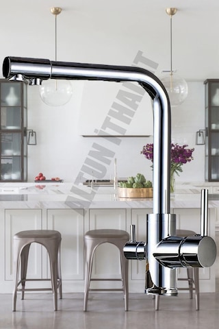 3 Yollu Arıtmalı Sıcak Soğuk Çıkışlı Eviye Mutfak Bataryası Arıtmalı Musluk Krom