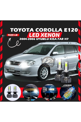 Toyota Corolla E120 2004-2006 Kısa Far Uyumlu Şimşek Etkilii Led Xenon Pro Series H7