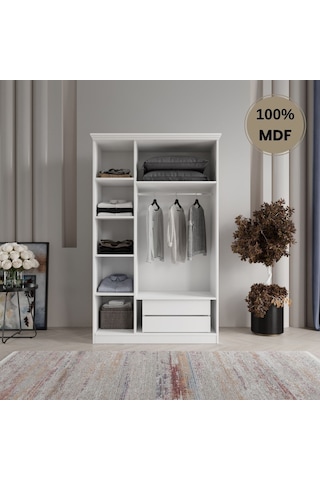 Dali 3 Kapılı Mdf Country Gardırop Beyaz