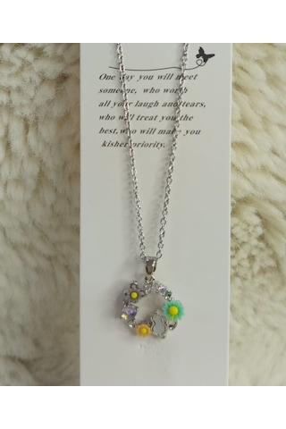 Beren Aksesuar Stainless Steel Flower Cat Çelik Kolye Gümüş