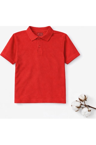 Store Okul Kırmızı Polo Yaka Kısakol Tişörtleri Kıyafetleri Üniforması Çocuk Genç Kırmızı