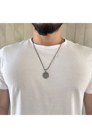 925 Ayar Gümüş Nazar Duası Yazılı Erkek Kolye Gümüş