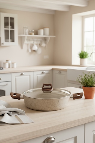 Bernardo Marcel 13 Parça Granit Tencere Seti Krem Krem