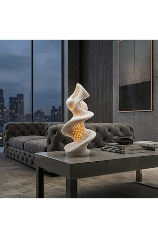 Fibrika Store Helix Modern Tasarım Gece Lambası & Masa Lambası Beyaz