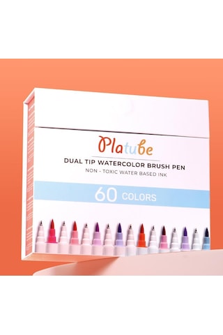 Platube Çift Taraflı Brush Pen 60’lı Marker Kalem Seti Bullet Jurnal Mandala Eskiz Boyama Seti