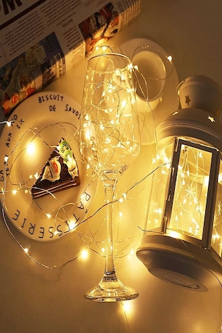 50 Ledli 5 Metre Işıklı Peri Bakır Tel Dizeleri Beyaz Işık