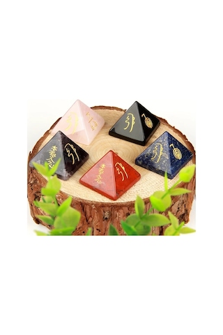 Willowhaven Doğal Taş Reiki Piramit: Gül Kuvars, Oyma Usui Sembolleri İle Denge