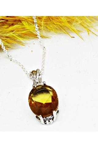 Lilahgümüştr Gümüş Oval Zultanit Taşlı Kadın Kolye Küpe