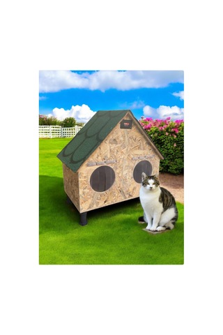 Kedi Evi Kedi Yuvası Su Ve Isı Yalıtımlı 2 Bölmeli 2 Kedilik İç Ve Dış Mekan