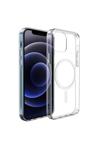 Apple Uyumlu iPhone 11 Kılıf M-safe Şarj Özellikli Şeffaf Sert Pc Zore Embos Kapak Renksiz