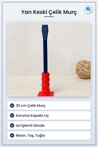 Yan Keski Çelik Murç Korumalı 30 Cm Beton Taş Tuğla Kırma Yontma