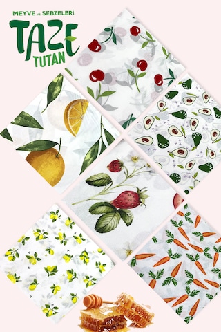 6 Parça Tekrar Kullanılabilen Balmumu Gıda Saklama Bezi Beeswax Food Wraps Mumo Çok Renkli