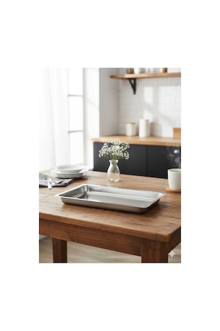 Paslanmaz Çelik No:3 Küvet Meze Ve Servis Tepsisi 3,4 Litre 26cm X 38cm X 4.3cm 6 Adet Gümüş
