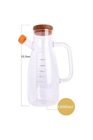Evikonu Bambu Kapaklı Borosilikat Cam 1000ml Yağdanlık