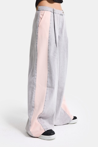 it's basic Kadın Gri Pembe 3s6-12 Palazzo Fit Çift Parça Özel Tasarım Denim Jean Gri-pembe