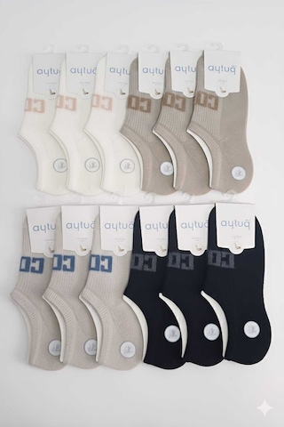 Bambu Sneakers Çorabı Dikişsiz Yazlık 36-40 Numara Asorti 12'li Kutu Çok Renkli