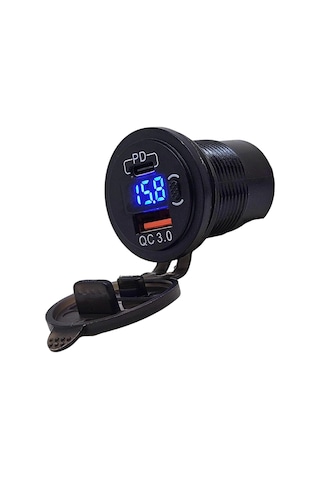 Ic-266d-6 Pano Tip Voltmetreli 2'li Usb 3.0 + Type-c Butonlu