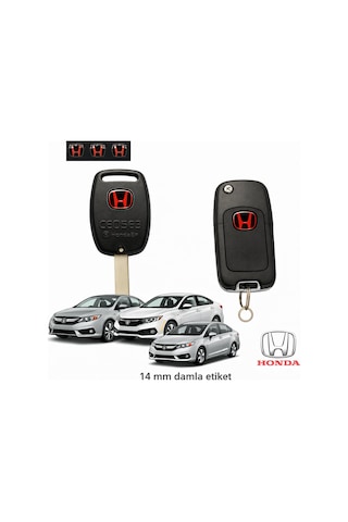 Honda Fd6 Fb7 Fc5 Fe1 Anahtar Logo Amblemi Kumanda Logo Çap 1.4 Cm 14 Mm 2 Adet Kırmızı