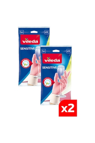 Vileda Sensitive Büyük Boy Bulaşık Eldiveni Pembe L 2'li