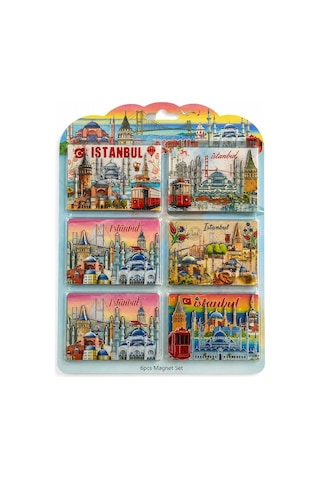 İstanbul Temalı Ahşap Buzdolapı Süsü Magnet 6'lı Set Hatıra Objesi