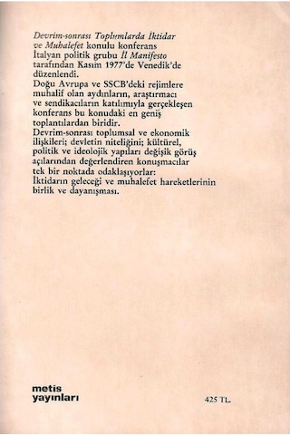 Devrim Sonrası Toplumlarda İktidar Ve Muhalefet
