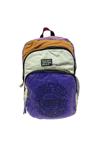 Old Cotton Cargo Kaliteli Vintage Disayn Sırt Gezi Çantası New Patchwork 5017 Kahverengi - Mavi