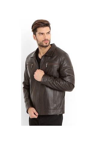 Dericlub E1034 Gerçek Deri Erkek Mont Kahverengi Kahverengi