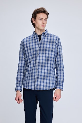 Hatemoğlu Mavi Slim Fit Kareli Düğmeli Yaka Uzun Kollu Pamuklu Gömlek 19151010014a 915 1964076 Mavi